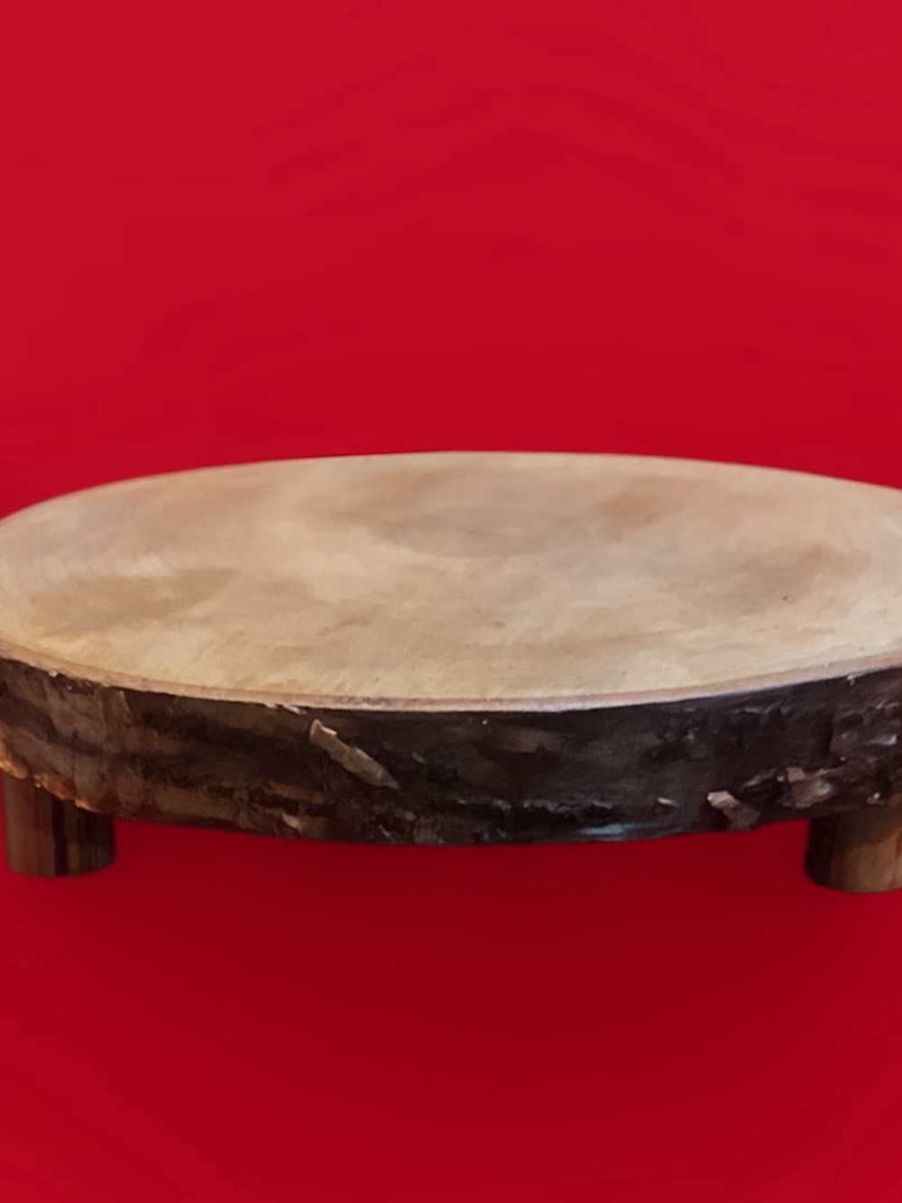 Natural Wood Round Display Stand - Beige